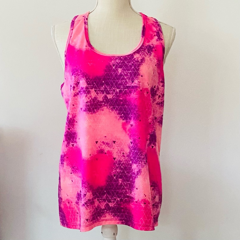 XL Danskin Pink and Purple Razorback  Tank Top Plus Size  "Dri-More" Material